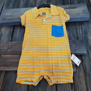 Kickee Pants Orange & Blue Striped Romper